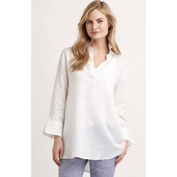 Vineyard Vines Size L Lucaya Tunic 100% Linen Striped Mint Green Timeless Staple - Picture 1 of 13